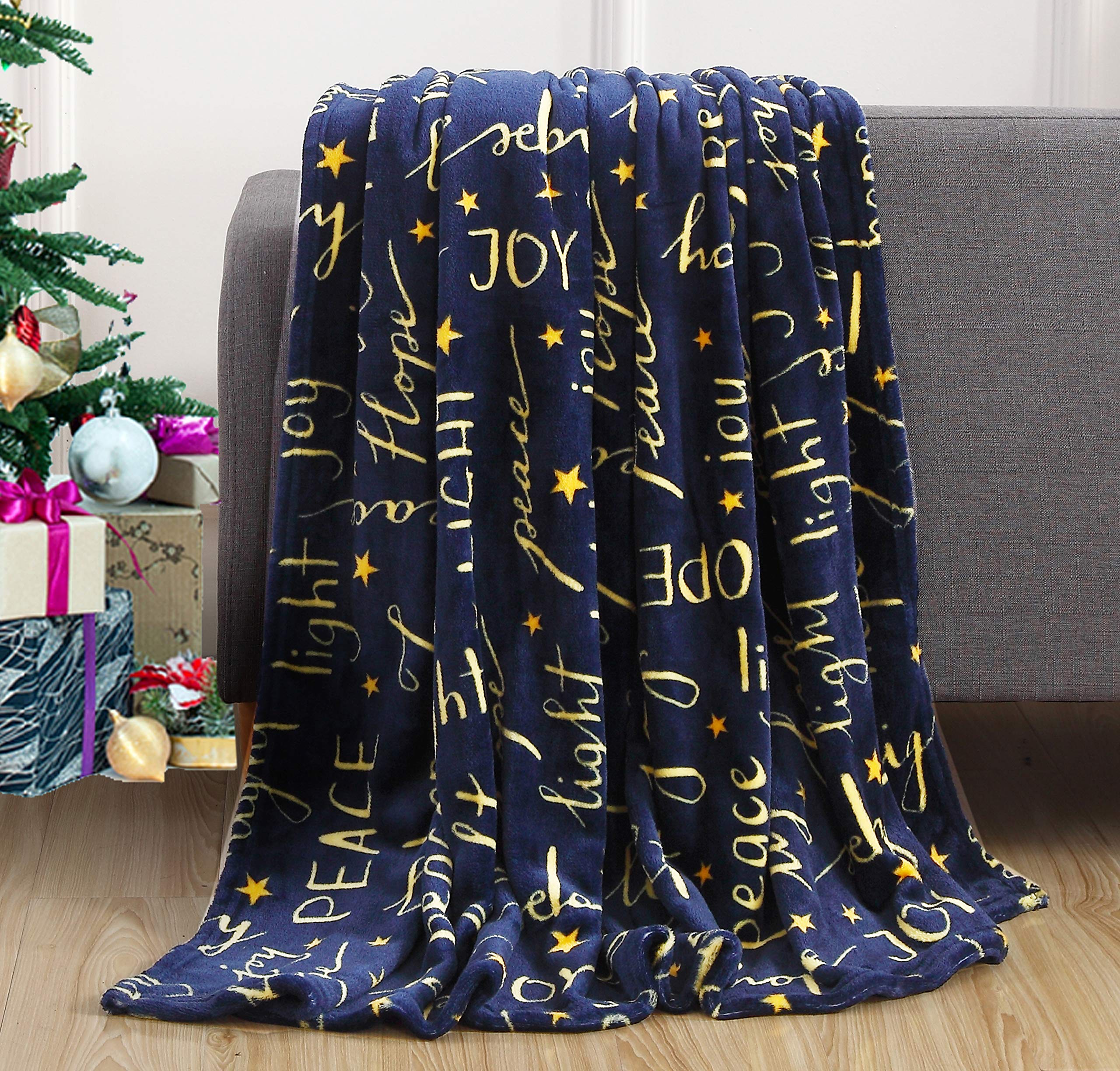 Elegant Comfort Luxury Velvet Super Soft Christmas Prints Fleece Blanket-Holiday Theme Home Décor Fuzzy Warm and Cozy Throws for Winter Bedding, Couch and Gift, 50 x 60 inch, Burgundy Reindeer